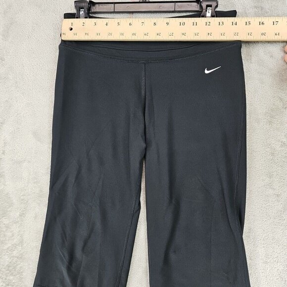 Nike Dri-Fit Pants Womens Size S Black Wide Leg Stretch Cropped Athletic Active - Picture 5 of 8